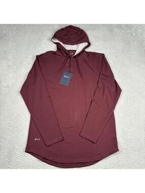 BYLT Drop Cut Hooded Henley Lux Men’s Large Burgundy Long Sleeve NWT